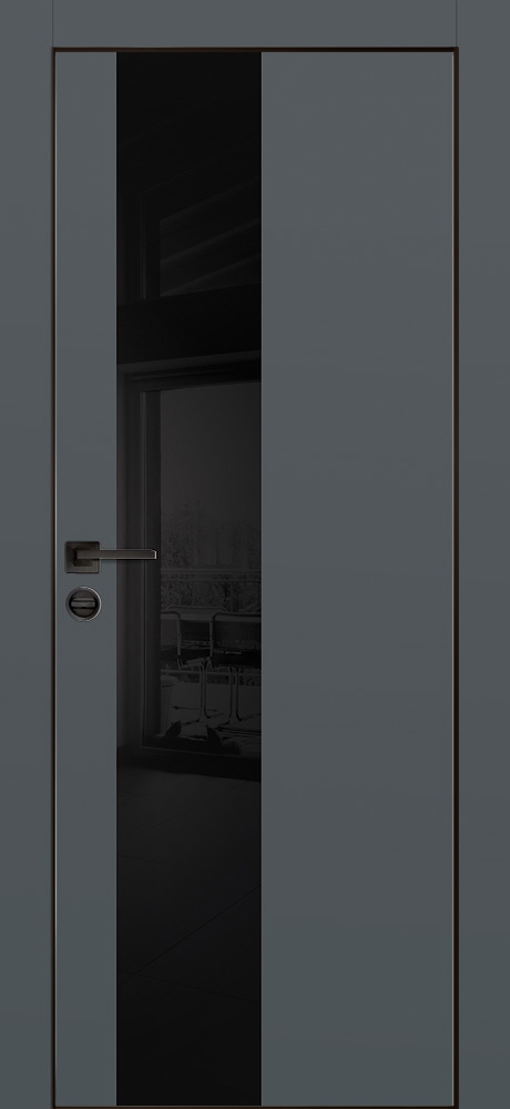 Фото Межкомнатная дверь PX-6 черная кромка с 4-х ст. Графит матовый