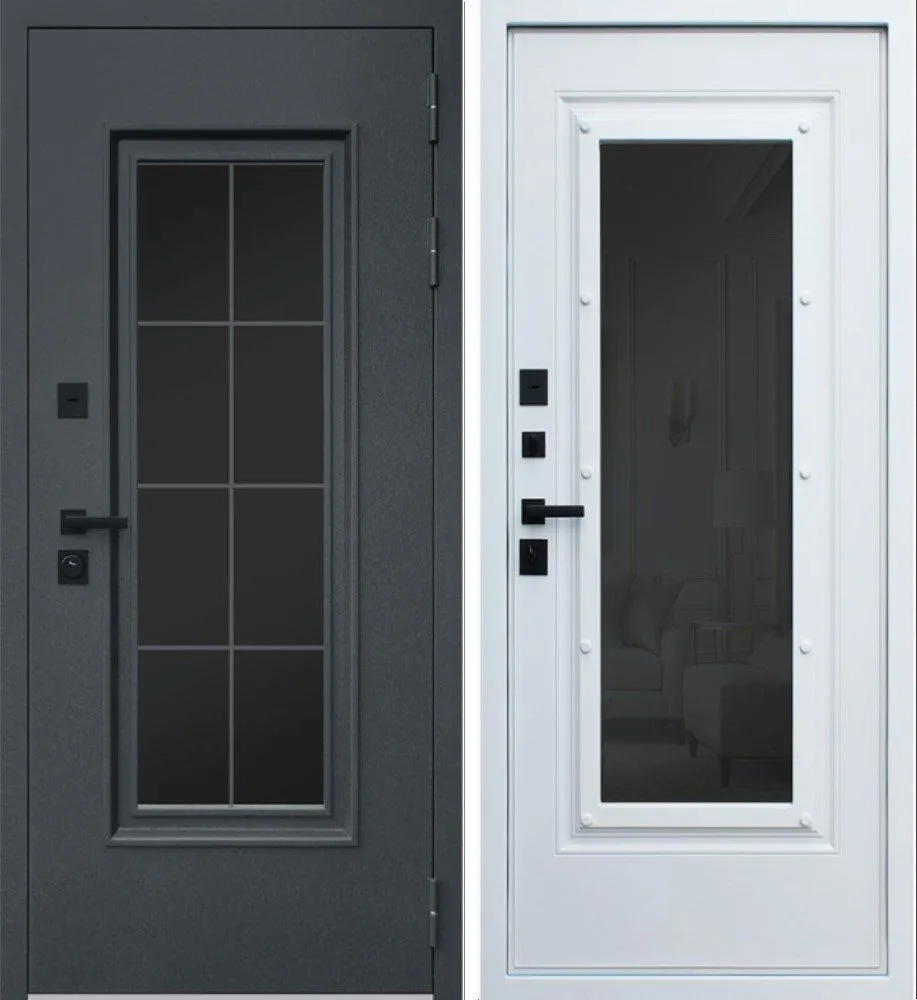 Фото Дверь Titanium с Окном и Английской Решеткой Терморазрыв 3К DIS007260