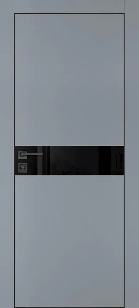 Межкомнатная дверь PX-13 черная кромка с 4-х ст. Серый матовый