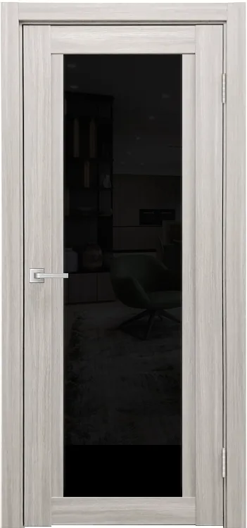 Фото Межкомнатная дверь Легенда К-11 тон Белая лиственница Остекление Лакобель черное
