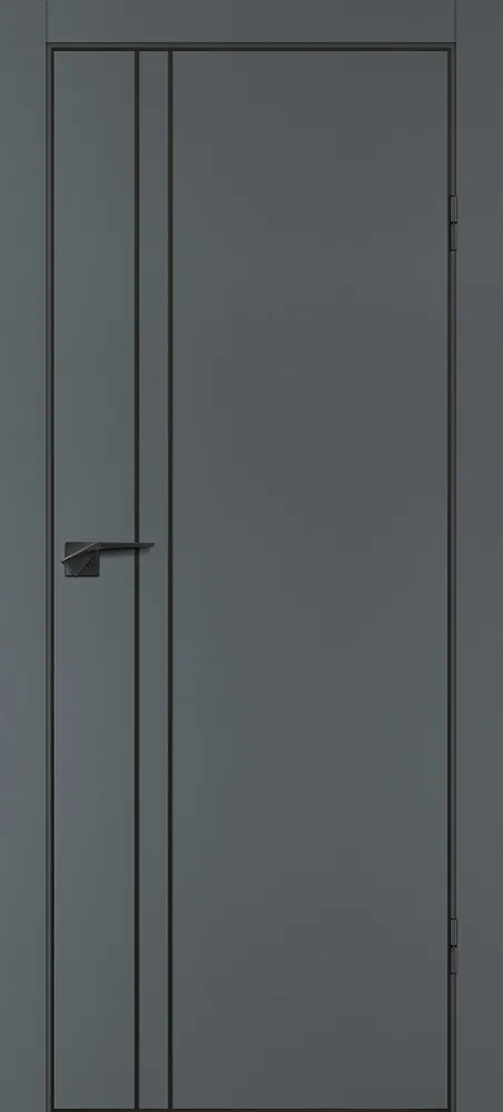 Фото Межкомнатная дверь P-20  черный молдинг PET,  кромка ABS черная c 4-х ст. Графит матовый