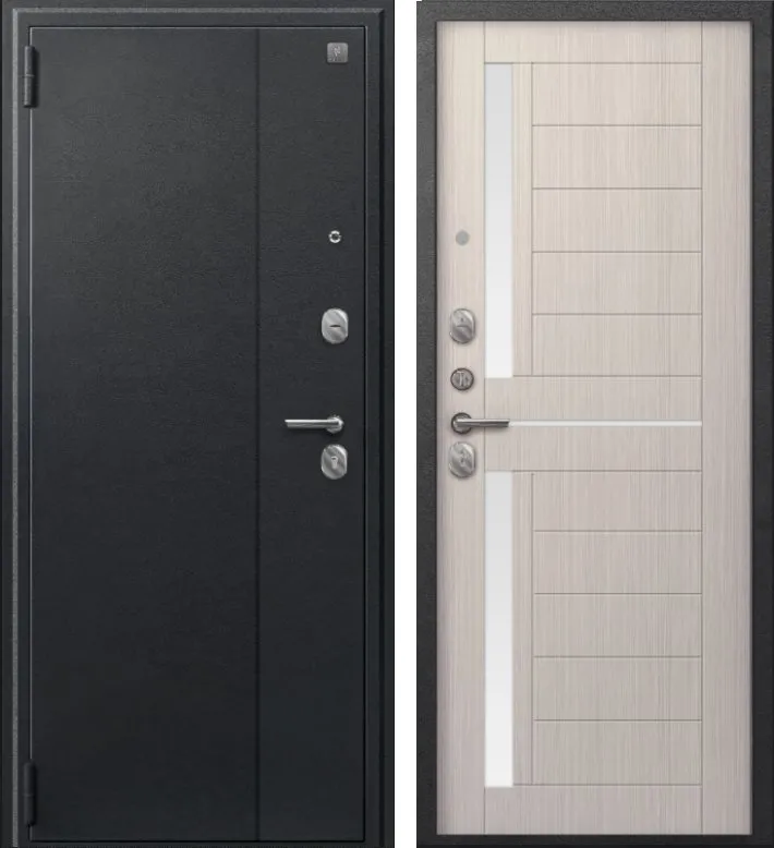 Дверь A-01 черный сатин - капучино 3д DIS007326