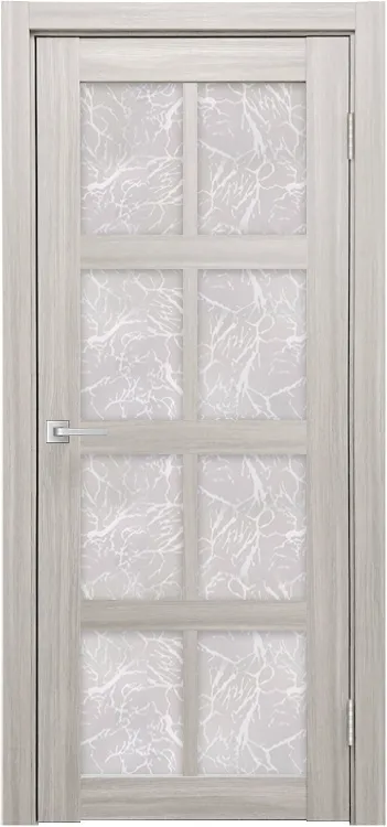 Межкомнатная дверь Легенда К-8 тон Белая лиственница Остекление Гранит прозрачный